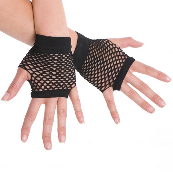 Black Short Fishnet Fingerless Gloves