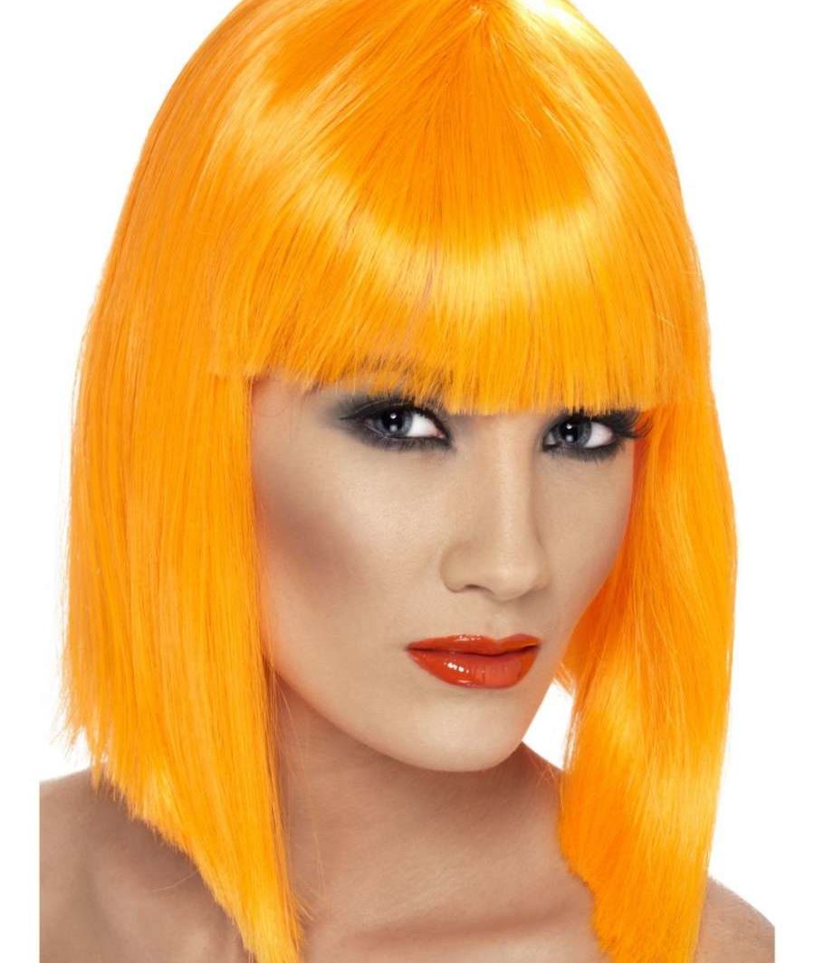 Neon Orange Blunt Glam Wig