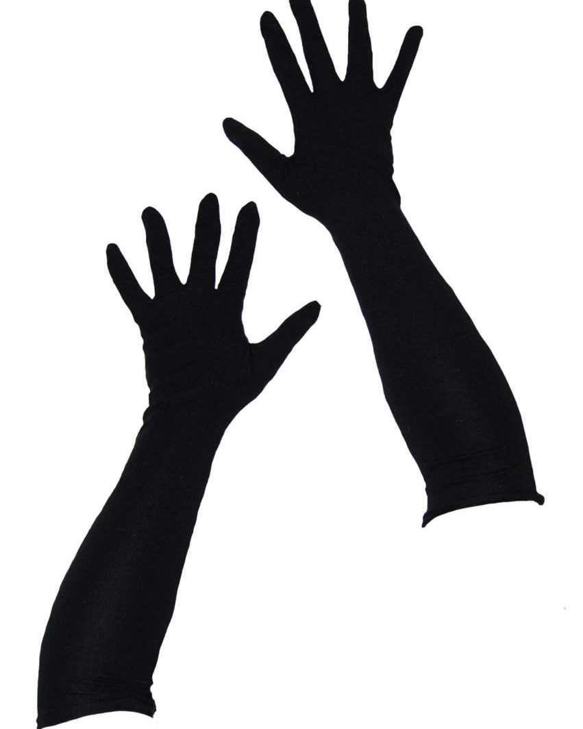 Long Black Nylon Gloves