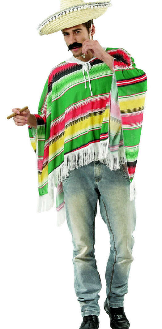 Mexican Poncho Green/Yellow/Red