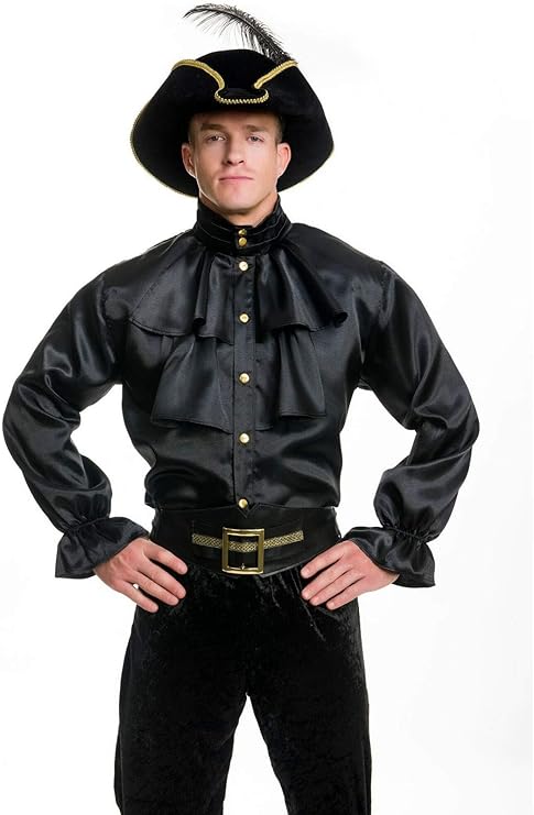 Black Ruffled Pirate Captain Shirt